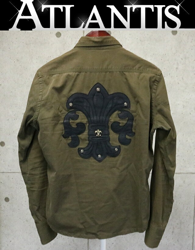 CHROME HEARTS 銀座店 クロムハーツ BSフレア パッチ ミリタリーシャツ JVP シルバー SV925 size:S カーキ 94754