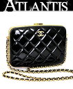 シャネル　ポシェット シャネル CHANEL チェーンショルダーポシェット パテント がま口 黒 G金具 31番 【64988】