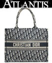 クリスチャンディオール Christian Dior オブリーク ブックトート ミディアム ジャガード ネイビー 【65040】