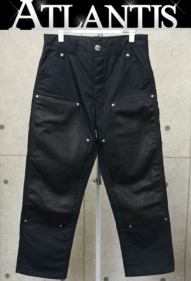 CHROME HEARTS 銀座店 クロムハーツ 未使用 カーペンター ナイロン レザー切り替え メンズ 30インチ 黒 95029