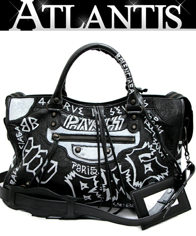 バレンシアガ BALENCIAGA クラシックシティ 2WAYバッグ グラフィティ レザー 黒 【65281】のサムネイル
