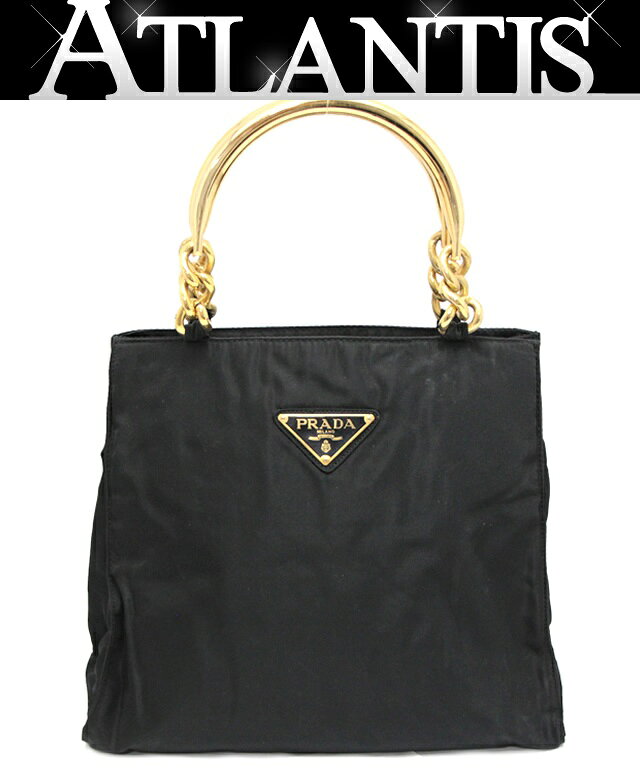 1円 PRADA プラダ テスートナイロン メタルハンドル ハンドバッグ 