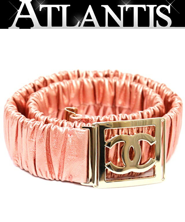 【広尾店】美品 シャネル CHANEL ココマーク レザーベルト メタリックピンク B23 size:75/30 【14837】のサムネイル