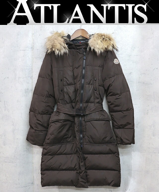 【広尾店】モンクレール MONCLER ファー付きロングダウン レディース MELINA size0 ブラウン 【14908】