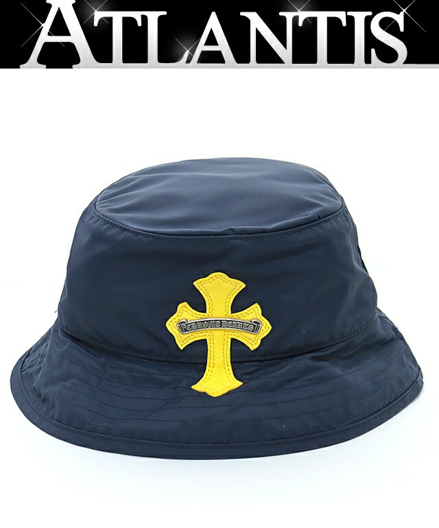 CHROME HEARTS 銀座店 クロムハーツ 未使用 CHUM FBRC クロスパッチ バケットハット レザー SV925 メンズ size:M 紺/イエロ...