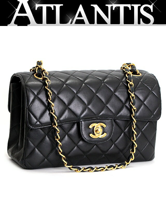シャネル CHANEL 両面マトラッセ23 Wフェイス チェーンショルダーバッグ ラム 黒 G金具 【69369】