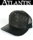 CHROME HEARTS 銀座店 クロムハーツ SALE 美品 フルセメタリークロス レザー トラッカーキャップ 帽子 メンズ SV925 黒 97539