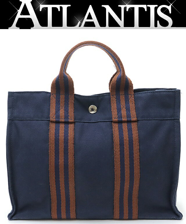 【広尾店】エルメス HERMES フールトゥPM ハンドバッグ キャンバス ネイビー 【16161】