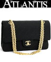 シャネル CHANEL マトラッセ25 Wフラップ チェーンショルダーバッグ ジャージー 黒 G金具 【70416】