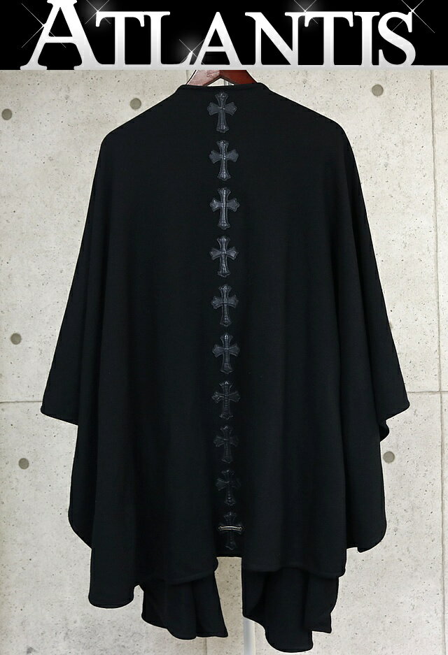 CHROME HEARTS 銀座店 クロムハーツ SALE クロスパッチ カシミア ケープ マント ショール ユニセックス size:フリー 黒 98912