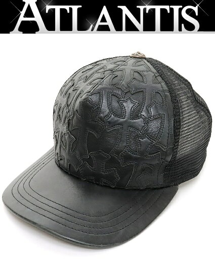 CHROME HEARTS 銀座店 クロムハーツ フルセメタリークロス レザー トラッカーキャップ 帽子 メンズ SV925 黒 99204 CHROME HEARTS 銀座店 クロムハーツ フルセメタリークロス レザー トラッカーキャップ 帽子 メンズ SV925 黒 99204