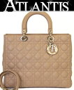 クリスチャンディオール Christian Dior レディディオール カナージュ ラージ 2WAYバッグ ラムスキン ベージュ G金具 【71076】