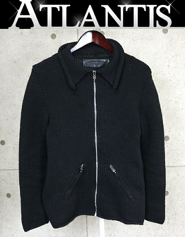 CHROME HEARTS 銀座店 クロムハーツ ヘビーゲージ ダガージップ ヴィンテージ ニット クロスパッチ size:S 黒 99488
