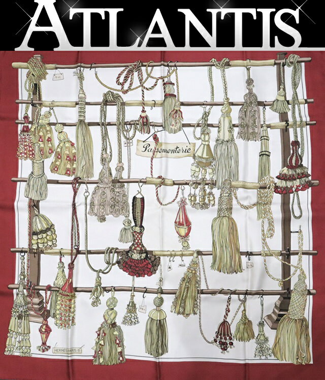 エルメス HERMES カレ90 大判スカーフ pasementerie ボルドー系 マルチカラー シルク100% 【71516】