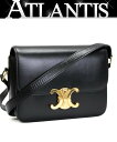 セリーヌ CELINE ティーントリオンフ ショルダーバッグ レザー 黒 【71577】