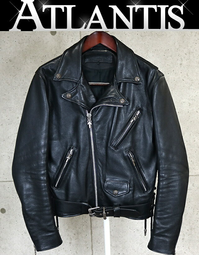 CHROME HEARTS 銀座店 クロムハーツ JJ DEAN ダブルライダース ジャケット メンズ size:S 黒 100729