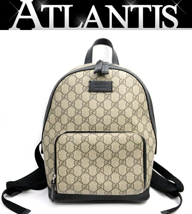 【広尾店】 グッチ GUCCI GGスプリーム スモールバックパック リュックサック ベージュ×黒 キャンバス×..