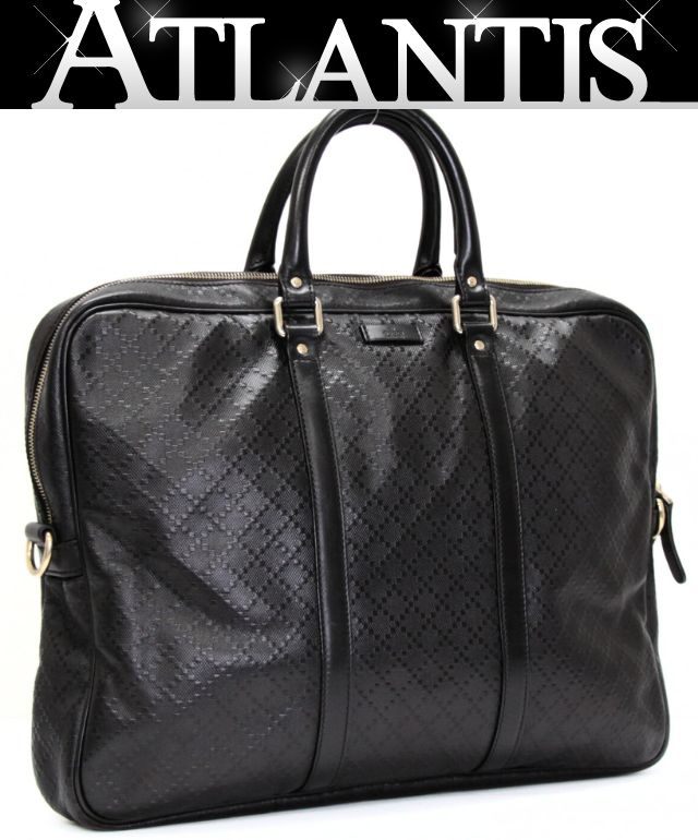 グッチ GUCCI ディアマンテ ビジネスバッグ ブリーフケース レザー ダークブラウン 【72256】