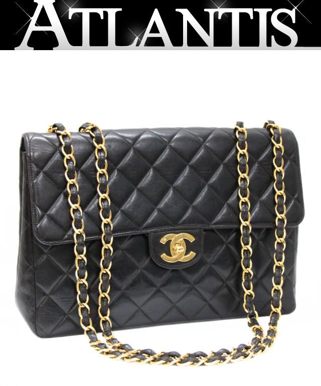 シャネル CHANEL デカマトラッセ30 チェーンショルダーバッグ チビココ ラム 黒 4番台 【72514】(4)
