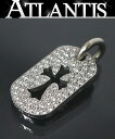 CHROME HEARTS 銀座店 クロムハーツ スモール カットアウトクロス ドックタグ パヴェダイヤ 18K WG チャーム ペンダント シルバー 100994