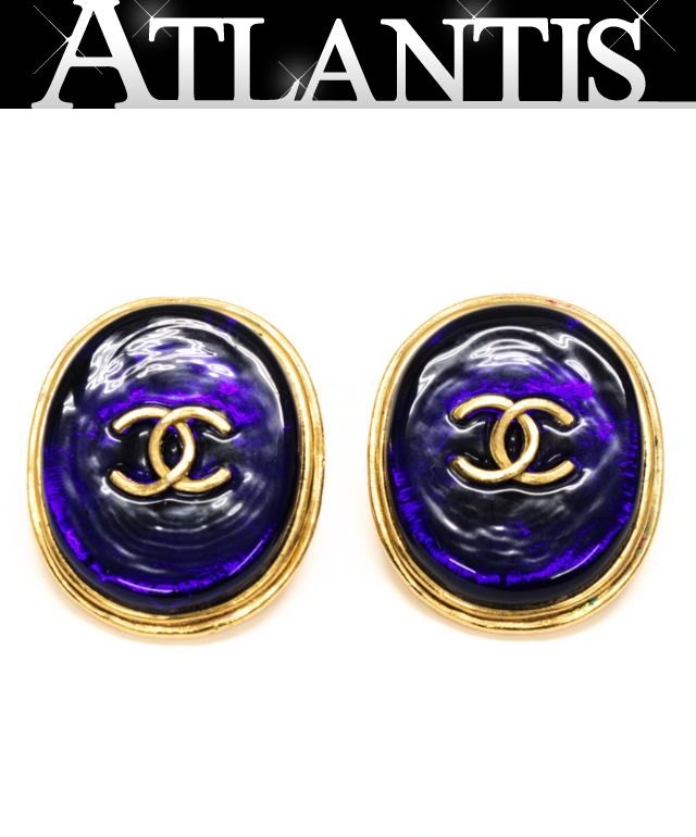 Rakuten - シャネル CHANEL ヴィンテージ カラーストーン イヤリング ブルー 93A 【72485】