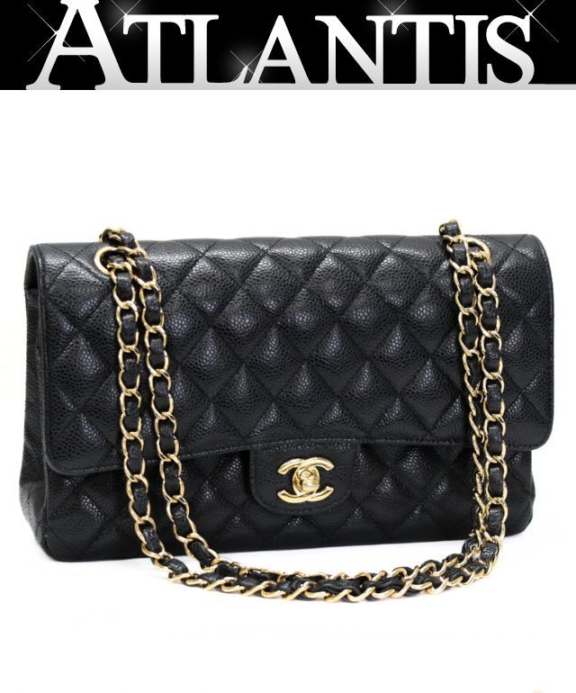 Rakuten - シャネル CHANEL マトラッセ25 Wフラップ チェーンショルダーバッグ キャビア 黒 G金具 30番台 【73145】