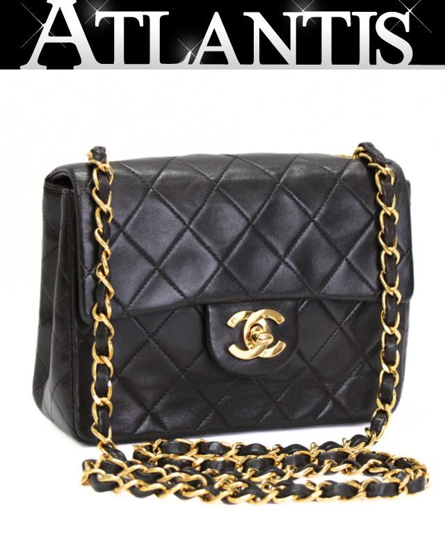 B, F, H, P - シャネル CHANEL ミニマトラッセ17 チェーンショルダーバッグ ラム 黒 2番台 【72798】