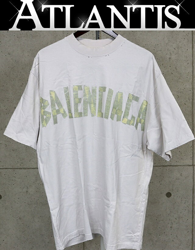 Rakuten - BALENCIAGA 銀座店 バレンシアガ テープロゴ Tシャツ 半袖 メンズ size:L ベージュ系 101275