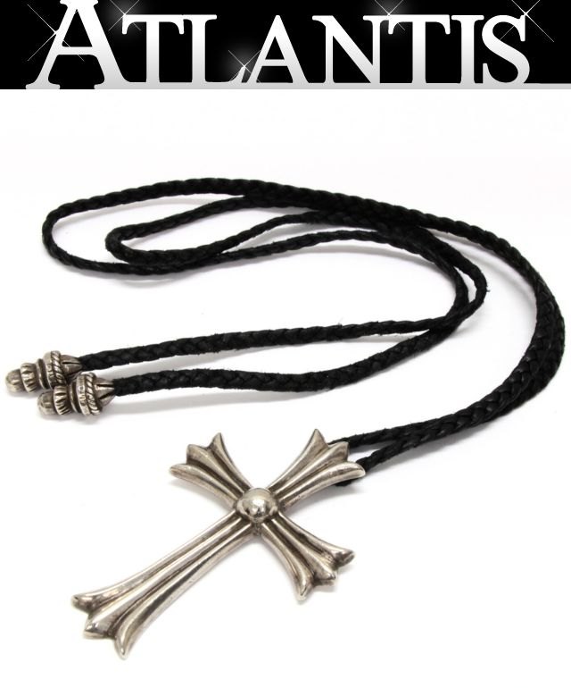 クロムハーツ　CH ラージクロス　ネックレス　レザー　紐付き　付属品なし Chrome Hearts ラージクロスネックレスレザー紐付き