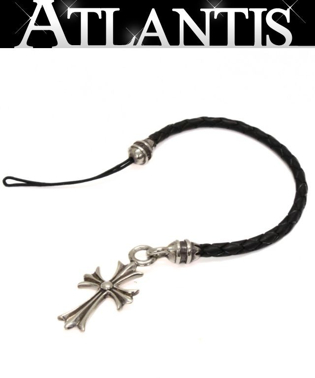 CHROME HEARTS 銀座店 クロムハーツ タイニーCHクロス フォンストラップ レザー メンズ シルバー SV925 101123