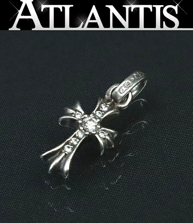 【新宿店】 クロムハーツ CHROME HEARTS インボイス付き ベイビー ファットクロス ペンダント チャーム パヴェダイヤ シルバー SV925 【30360】