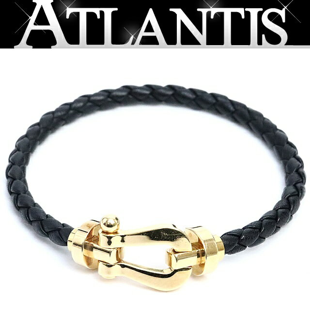 【広尾店】 フレッド FRED フォース10 LM ブレスレット K18YG / レザー 約17cm 【18308】...