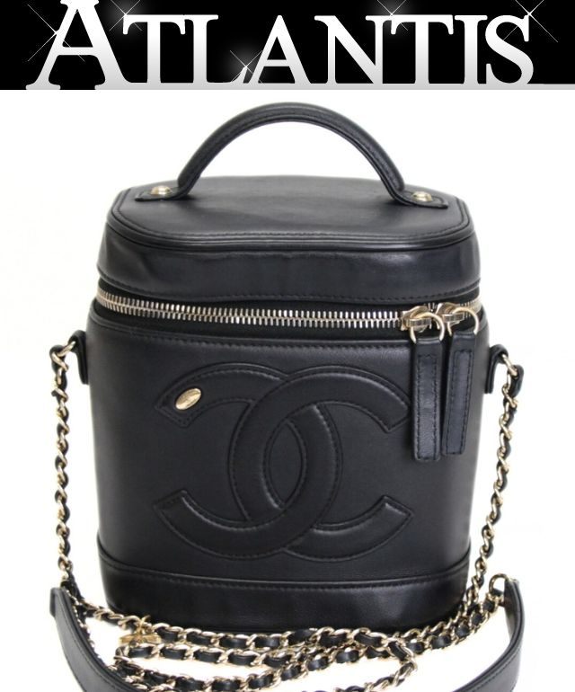 乐天商城 - シャネル CHANEL ココマーク バニティ トップハンドル チェーンショルダーバッグ ラム 黒 G金具 28番台 AS0323 【73605】