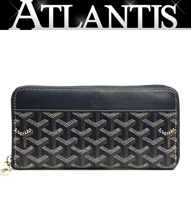 【広尾店】ゴヤール GOYARD マティニョンGM ラウンドジップ 長財布 PVC×レザー ネイビー 【18393】の商品画像