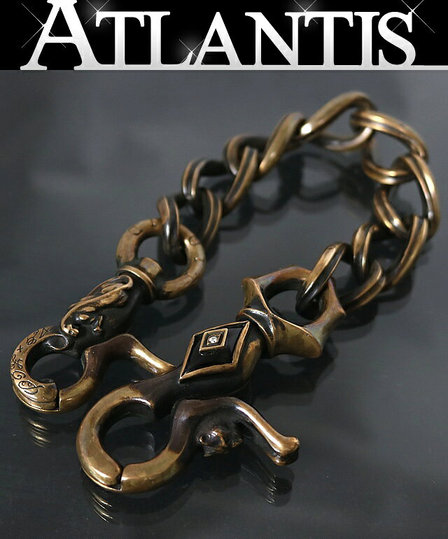 C, D, T, R, W - ArgentGleam 銀座店 アージェントグリーム ダブルクリップ ウォレットチェーン メンズ ブラス 茶系 102406