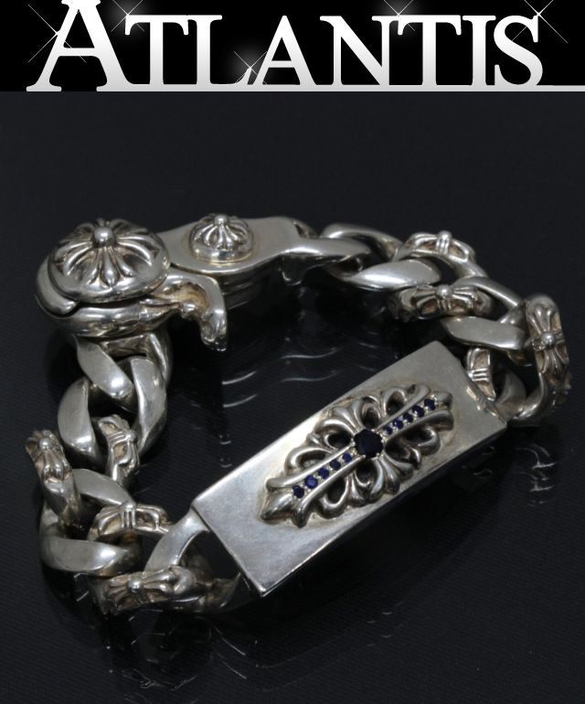 CHROME HEARTS 新宿店 クロムハーツ フローラルクロス ファンシークリップ ブレス サファイア メンズ SV925 シルバー 30665