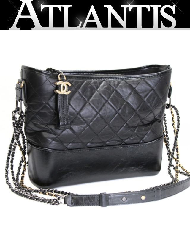 Rakuten - 美品 シャネル CHANEL ガブリエル ドゥ シャネル ホーボー チェーンショルダーバッグ ミディアム エイジドカーフ 黒 25番台 【73879】