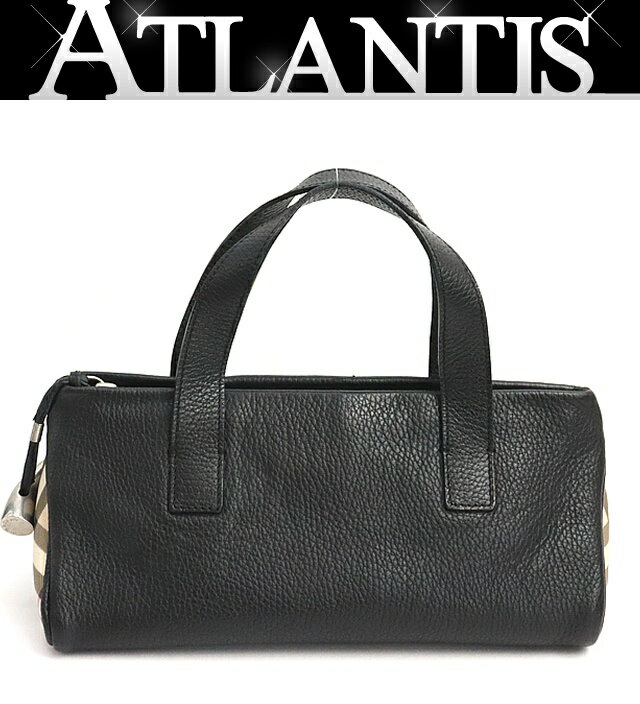 バーバリー BURBERRY ノバチェック トライアングルミニバッグ レザー ブラック SV金具 【74452】