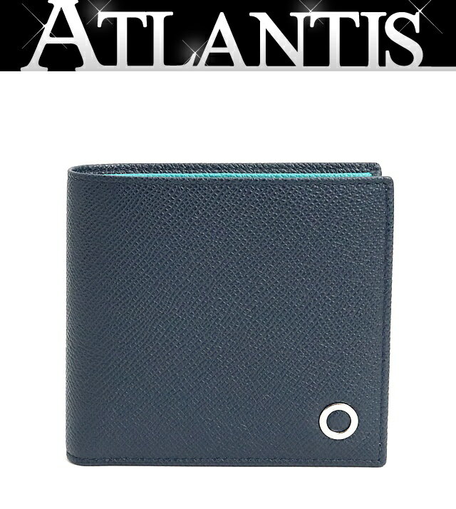 【広尾店】美品 ブルガリ BVLGARI ブルガリ ブルガリ 二つ折り財布 ネイビー SV金具 288275 【18720】