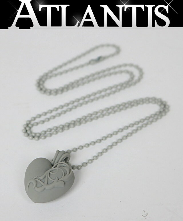 CHROME HEARTS 銀座店 クロムハーツ シリコンラバー ハート ネックレス ボールチェーン メンズ グレー 102489(4.0)