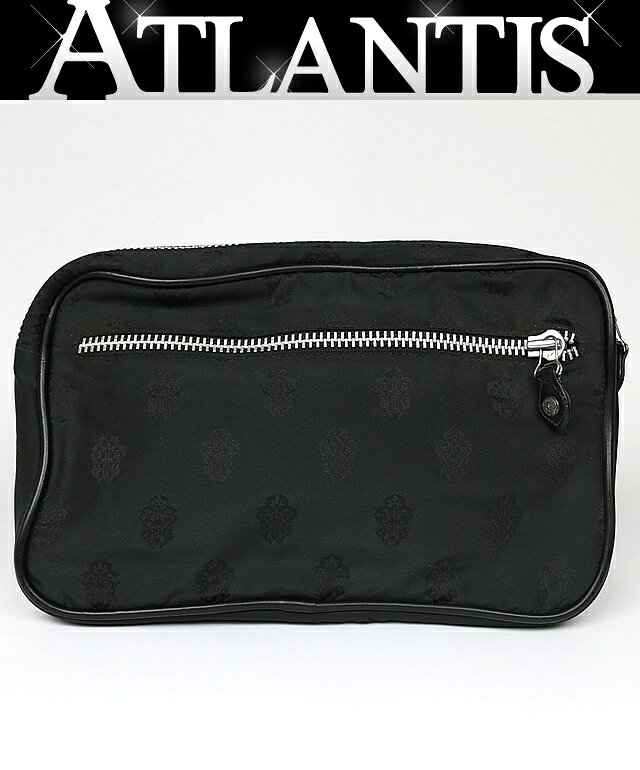 CHROME HEARTS 銀座店 クロムハーツ ダガープリント ナイロンポーチ クラッチバッグ レザー メンズ SV925 黒 102508