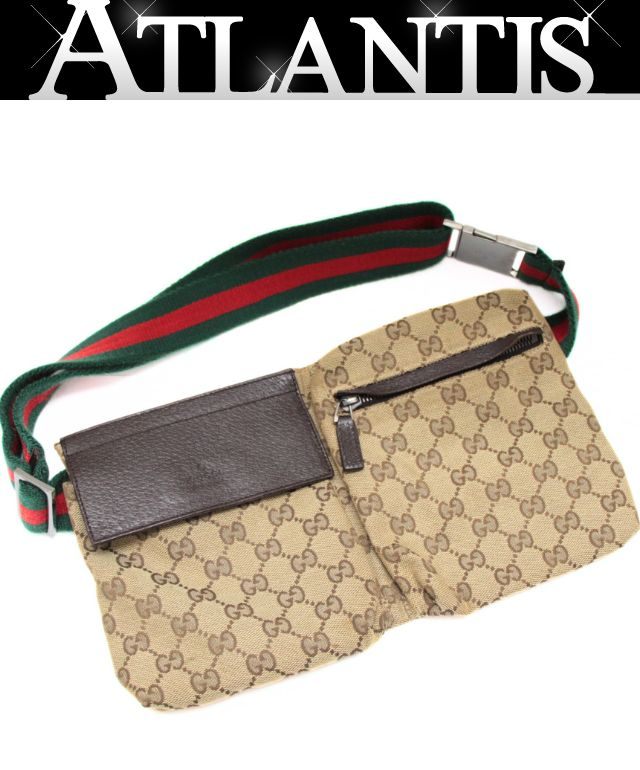ＧＧ柄キャンバス グッチ GUCCI シェリーライン ベルトバッグ ウェストポーチ GG柄 キャンバス ブラウン 28566 【74046】