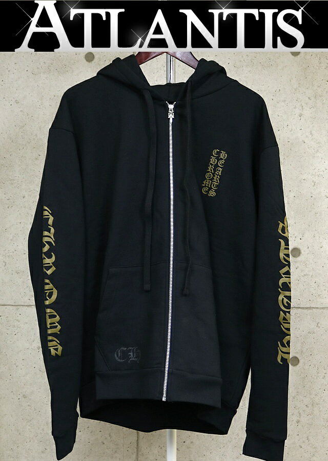 CHROME HEARTS 銀座店 クロムハーツ 新品 オールドイングリッシュ ロゴ パーカー フーディ メンズ size:L 黒×カーキ 102891