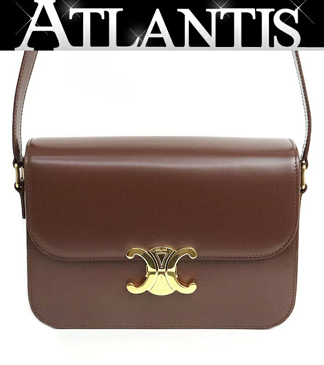 樂天商城 - 【広尾店】未使用 セリーヌ CELINE クラシックトリオンフ ショルダーバッグ カーフスキン チェスナッツ G金具 【18965】