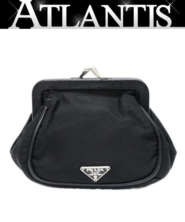 プラダ PRADA がま口 コインケース ポーチ ナイロン 黒 【74322】(4.0)