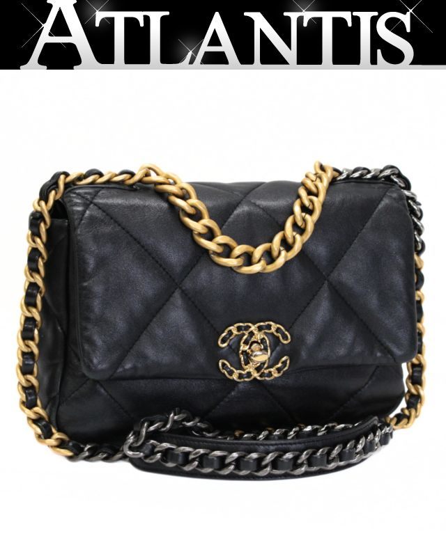 Rakuten - シャネル CHANEL シャネル19 マトラッセ25 チェーンショルダーバッグ ラムスキン 黒 シリアルプレート 【74408】