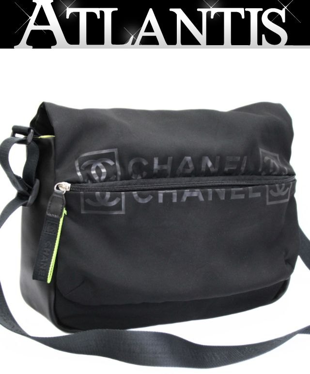 乐天商城 - 美品 シャネル CHANEL シャネルスポーツ ショルダーバッグ メッセンジャーバッグ ナイロン 黒 9番台 【74401】
