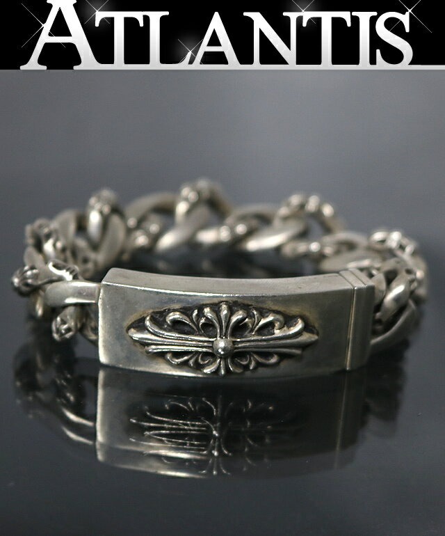 CHROME HEARTS 銀座店 クロムハーツ インボイス付き フローラルクロス IDブレス ファンシーリンク メンズ シルバー SV925 103180