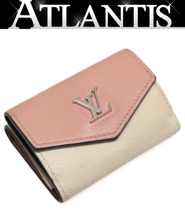 極 美品 袋付き LOUIS VUITTON ルイヴィトン ポルトフォイユ ロック ミニ レザー 本革 三つ折り財布 ミニ ウォレット グレージュ 33951 コンパクト&使いやすい♪】LV☆ ポルトフォイユ ロックミニ (Louis