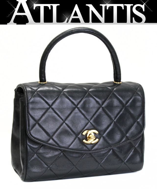 乐天商城 - シャネル CHANEL マトラッセ トップハンドル ハンドバッグ スモール ラムスキン 黒 G金具 【74620】
